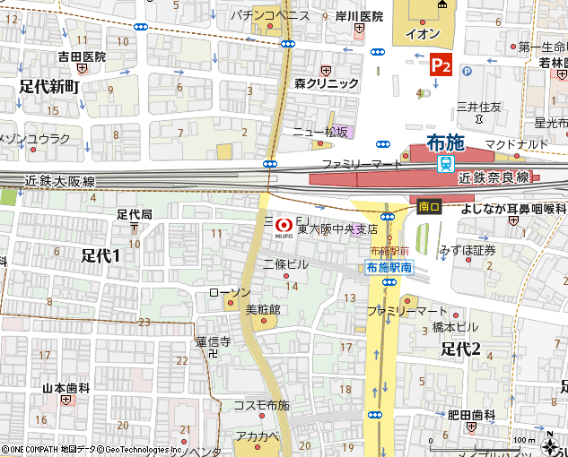東大阪中央支店付近の地図